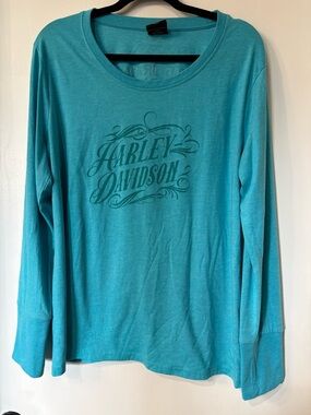 Harley-Davidson Turquoise Long Sleeve Graphic Shirt